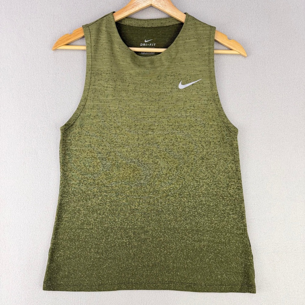 Nike Dri-FIT Tank Top Womens M Green Athletic Space Dye Sleeveless Running